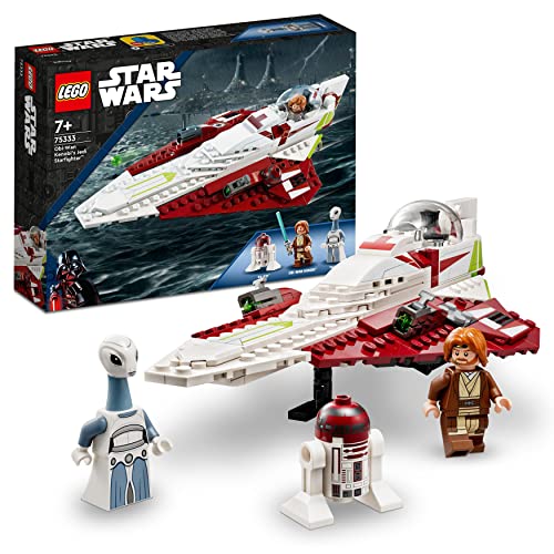 LEGO 75333 Star Wars Obi-Wan Kenobis Jedi Starfighter, Spielzeug zum Bauen mit Taun We, Droidenfigur und Lichtschwert, Angriff der Klonkrieger Set