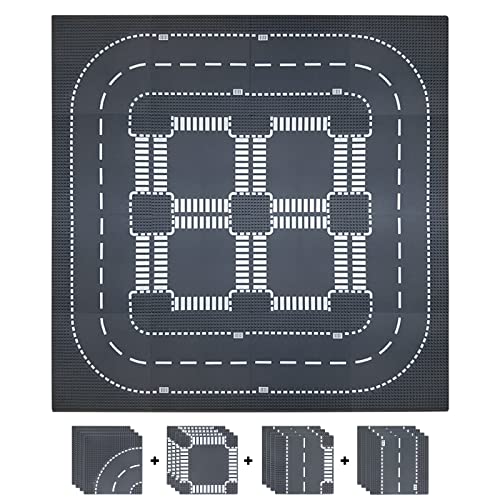 Bauplatten für Straßen, Städte, Straßenplatten,Classic Bausteine,Kompatibel mit meisten gängigen Marken, 25.5*25.5cm Platten-Set für Kreatives Spielen, Lernspielzeug