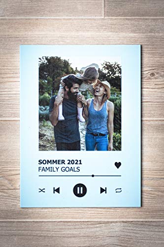 GRAVURZEILE Song Cover Glas Foto mit Bild + Titel und Musikalbum - Geschenk für Sie & Ihn - Geschenk für Frauen & Männer - Personalisierte Geschenke