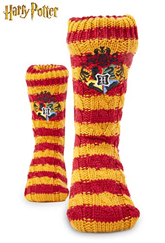 Harry Potter Winter Socken - 1 Paar Kuschelsocken Flauschige - Damen Mädchen Herren Hausschuhsocken mit Rutschfester ABS Sohle und Flauschigem Sherpa-Futter Warm Kuschelig Thermosocken - Größe 36-41