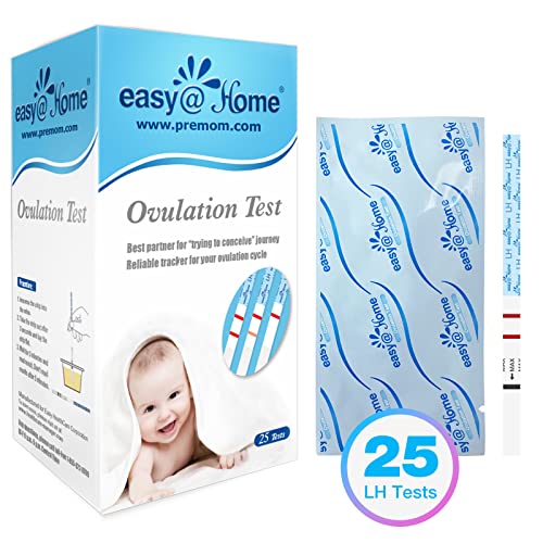 Easy@Home 25 Ovulationstest Kinderwunsch Fruchtbarkeitstest für Frauen Eisprung 25 mIU/ml, Zuverlässige Zyklus- und Fruchtbarkeit Überwachung mit Premom Ovulation APP, 25 LH Test