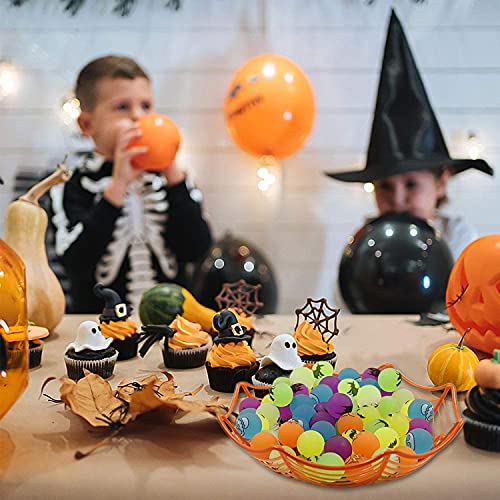 Runmeihe 72PCS Halloween Luminous Flummi für Kinder, Glow in The Dark Speelgoed Bouncy Balls Voor Kinderen, Halloween Party Mitgebsel Bags for Trick or Treating