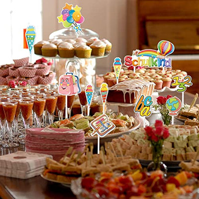 Schulanfang Tortendeko, 11St Schulkind ABC 123 Cupcake Topper Dekorationen Kuchendeko Schulanfang für Schulkind Einschulung Junge Mädchen Geschenk und Tortendeko Schulanfang Party Deko