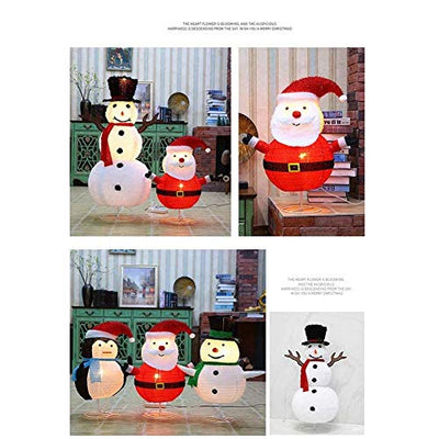 WANGIRL Lit Schneemann Figur Weihnachtsmann LED Santa Beleuchtet Warm Weiß Metall Eisen Rahmen Flanell Weihnachten Deko Innen Außen Draussen (Color : 01)