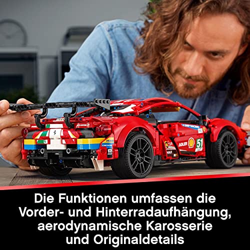 LEGO 42125 Technic Ferrari 488 GTE “AF Corse #51” Supersportwagen, Exklusives Sammlermodell, Sammlerset für Erwachsene