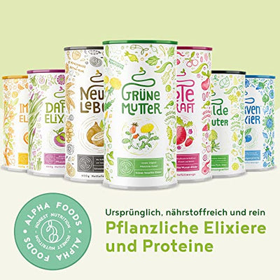 Grüne Mutter - Smoothie Pulver - Das Original Superfood Elixier u.a. mit Weizengras, Brennnessel, Mariendistel, Braunalge, Alfalfa, OPC & weiteren Superfoods - Mit Coenzym Q10 - 600 Gramm Pulver