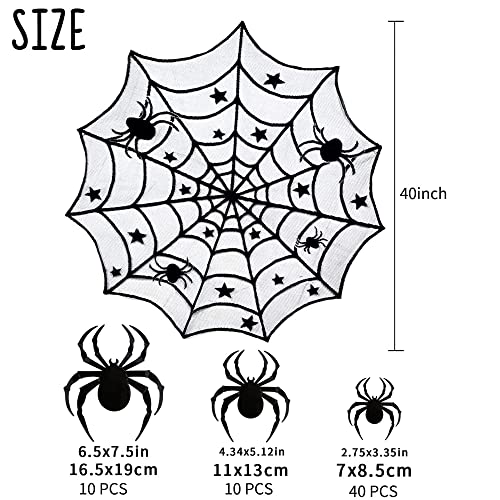 64 Pcs Halloween Deko Spinnennetz Dekoration Spinnen Accessories Tischdecke Set Spinnweben Party Spider Web Netz Schwarz Spinnennetz Tischdekoration Sachen Haus Hängedeko Decocino Tischläufer Zubehör