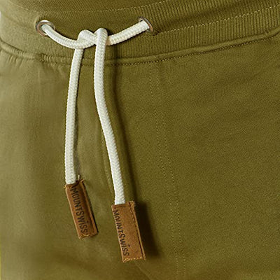 Mount Swiss Kurze Freizeithose Herren Liam I Kurze Sweatpants Herren mit Taschen - 2 Seiten- und 1 Gesäßtasche je mit Reißverschluß I Sport Shorts Herren Olivez, M