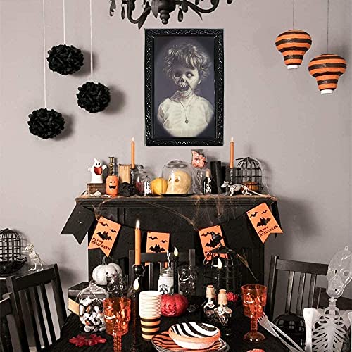 XIUWOUG Halloween Deko, 5PCS Spukfoto mit Rahmen Gruselige,Kommt mit 14 realistischen blutigen Handabdrücken, für Halloween Theme Party Home Decor,Halloween Decorations