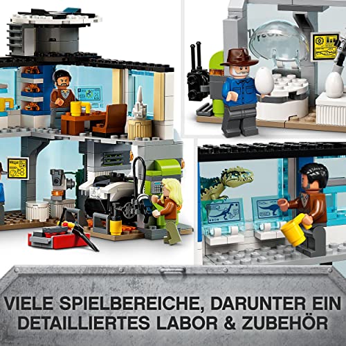 LEGO 76949 Jurassic World Giganotosaurus & Therizinosaurus Angriff, Dinosaurier Spielzeug mit Hubschrauber, Auto und 2 Dino Figuren, Geschenk zu Weihnachten