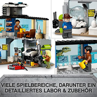 LEGO 76949 Jurassic World Giganotosaurus & Therizinosaurus Angriff, Dinosaurier Spielzeug mit Hubschrauber, Auto und 2 Dino Figuren, Geschenk zu Weihnachten