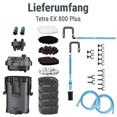 Tetra Aquarium Außenfilter EX 800 Plus - leistungsstarker Filter für Aquarien bis 300 L, schafft kristallklares fischgerechtes Wasser