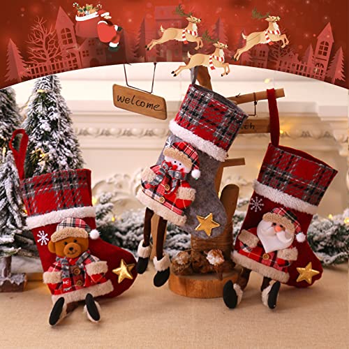 Weihnachtsstrumpf Set 4 Stück 34cm, Nikolausstiefel Nikolausstrumpf für Weihnachtsdeko, Weihnachten Christmas Stocking für Weihnachtsbaum Kamin Deko, Weihnachtssocken für Weihnachten Geschenke