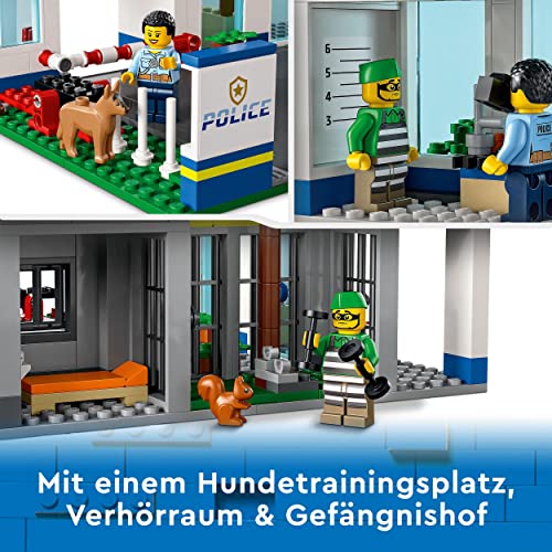 LEGO 60316 City Polizeistation mit Polizeiauto, Müllauto und Hubschrauber, Polizei-Spielzeug für Jungen und Mädchen ab 6 Jahren, Geschenk zu Weihnachten