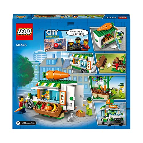 LEGO 60345 City Farm Gemüse-Lieferwagen, Bauernhof Spielzeug für Kinder ab 5 Jahre mit Food Truck, Gemüsebeet, 3 Minifiguren und Hasenfigur