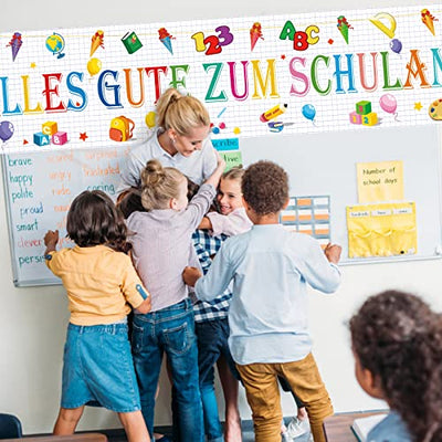 LOPOTIN 300*50cm Schulanfang Deko Einschulung Girlande Schultüte Banner Alles Gute Zum Schulanfang Schulkind Dekorationen für Junge Mädchen Schultag Einschulungsparty