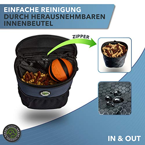 GIZZY® DAS ORIGINAL - Leckerlibeutel für Hunde - Innovative Einhand-Öffnung zur blitzschnellen Belohnung - Futterbeutel Hunde für Training & Welpenerziehung (Mitternachtsblau)