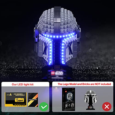 cooldac Licht-Kit für Lego Star Wars 75328 Der Mandalorian Helm, LEDs Beleuchtungsset Kompatibel mit Lego 75328, Version mit IR-Steuerung (Hinweis: Packung ohne Baustein, nur Lichtkit)