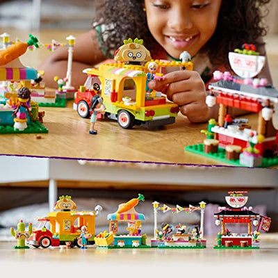 LEGO 41701 Friends Streetfood-Markt mit Taco-Truck und Smoothie-Bar, Kreativ-Spielzeug, Geschenk für Mädchen und Jungen ab 6 Jahren