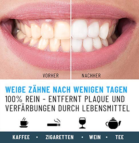 Proderis Kokosnuss Aktivkohle Pulver für weiße Zähne mit frischem Menthol Vegan Activated Charcoal Teeth Whitening Powder Zahnaufhellung Kohle