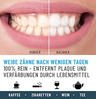 Proderis Kokosnuss Aktivkohle Pulver für weiße Zähne mit frischem Menthol Vegan Activated Charcoal Teeth Whitening Powder Zahnaufhellung Kohle