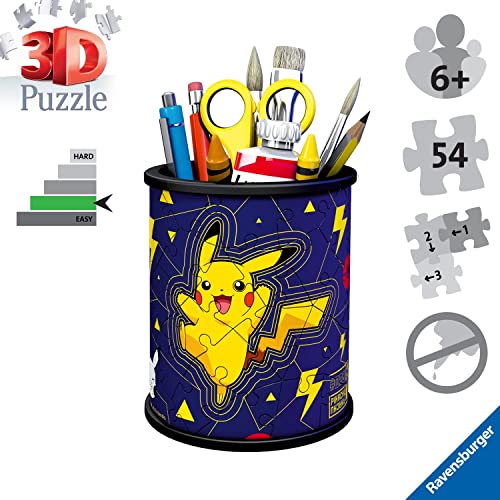 Ravensburger 3D Puzzle 11257 - Utensilo Pokémon Pikachu - 54 Teile - Stiftehalter für Pokémon Fans ab 6 Jahren, Schreibtisch-Organizer für Kinder