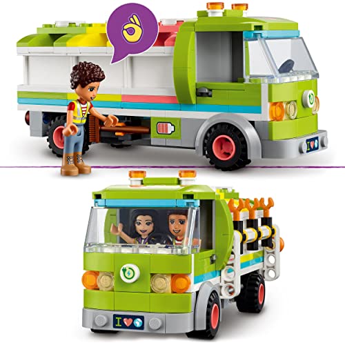 LEGO 41712 Friends Recycling-Auto, Spielzeug-Müllwagen mit Emma und River Mini-Puppen, Lernspielzeug für Kinder ab 6 Jahren