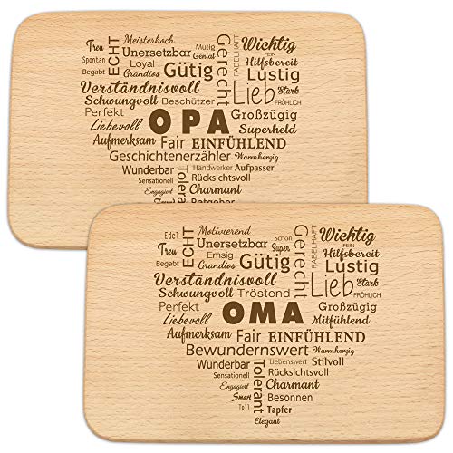 Spruchreif Premium QUALITÄT 100% EMOTIONAL · 2er Set Frühstücksbrettchen Oma und Opa · Brotzeitbrett mit Gravur · Geschenkidee Großeltern · Geschenk Opa · Geschenke Oma · Frühstücksbrettchen Gravur