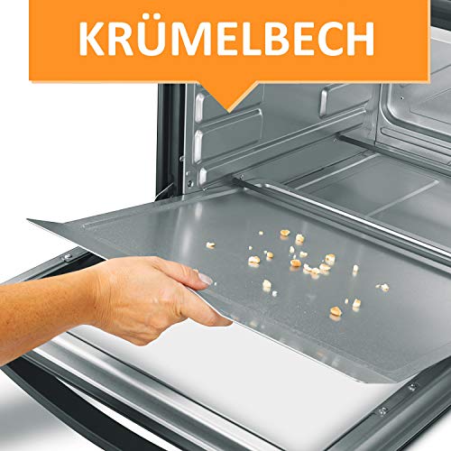 Stillstern Minibackofen mit Umluft (60L) Deutsche Version, 2x Backblech, Ofenhandschuhe, Rezeptheft, Drehspieß, Timer, Innenbeleuchtung, 2200W, Toaster Grill Pizzaofen Mini Backofen ideal für Camping