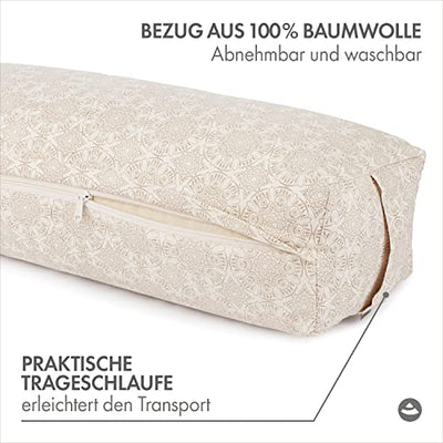 Bodhi Yoga Bolster SALAMBA Paisley | Maharaja Collection | Rechteckig | Waschbarer Bezug aus Baumwolle | Yogarolle mit Dinkelfüllung | Yoga Zubehör für Restorative Yoga und Yin Yoga | Petrol