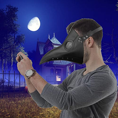 Hearthxy 10 Pcs Arzt Vogel Halloween Deko - Halloween Plague Doctor Black Bird Long Nose Beak Party Supplies | Steampunk-Kostüme aus PU-Leder mit Langer Nase