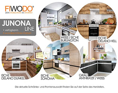 Küche 240cm von FIWODO® - ERWEITERBAR - günstig + schnell - Einbauküche Junona Line Set 240-4 Fronten wählbar (ANTHRAZIT GRAU/Weiss)