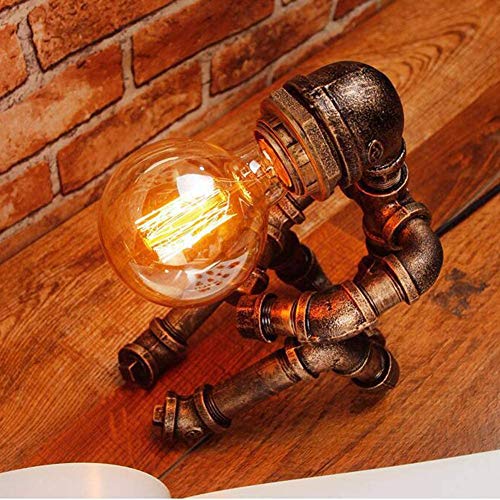 SXGDX Retro-Stil Kreative Persönlichkeit Eisen Roboter Wasser Rohre Industrie Tischlampe Steampunk E27 Nachttischlampen Study Cafe Bar