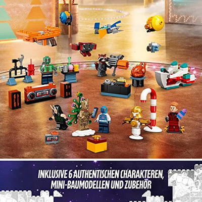 LEGO 76231 Marvel Guardians of The Galaxy Adventskalender 2022 mit Groot, Raumschiff und Superhelden-Minifiguren, baubarer Weihnachtskalender