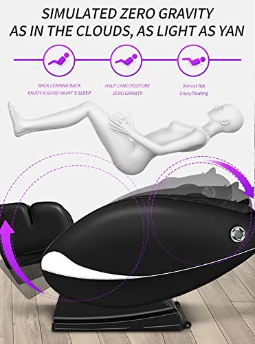 YUNLILI 3D-Massagesessel, Massagestuhl, ohne Schwerkraft, mit Ganzkörper-Airbag, Bluetooth, Rückenwärme, Fußrolle, Beige mit weicher Rückenlehne (Farbe: Schwarz)