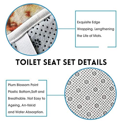 ZHANGYH Saugfähige Badezimmermatte Toilettensitz Teppich Set Badematte Badezimmer Toilettensitz Komfort Badezimmer Teppich Pad Maschinenwaschbar Weihnachten Schneeflocke Polyester Saugmatten nich