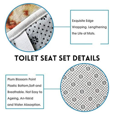 ZHANGYH Saugfähige Badezimmermatte Toilettensitz Teppich Set Badematte Badezimmer Toilettensitz Komfort Badezimmer Teppich Pad Maschinenwaschbar Weihnachten Schneeflocke Polyester Saugmatten nich