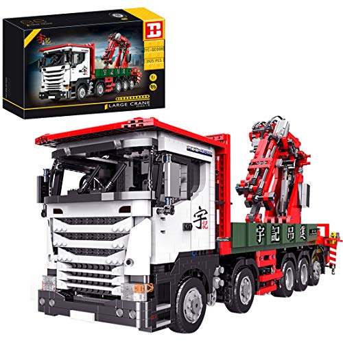 YDDY Technik Fahrzeugkran mit Motorensatz und Fernbedienung Technik Klemmbaustein LKW Bausteine Kran Kompatibel mit Lego Technik - 3928 Teile