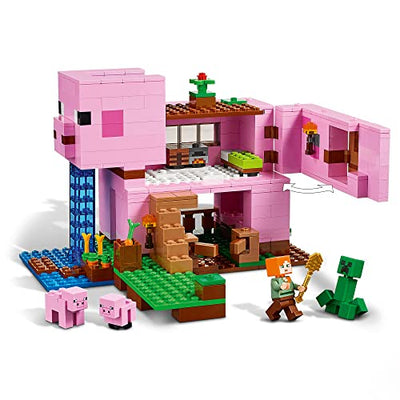 LEGO 21170 Minecraft Das Schweinehaus Bauset mit Figuren: Alex, Creeper und 2 Schweinefiguren, Tier-Spielzeug, Konstruktionsspielzeug, Geschenkidee für Jungen und Mädchen ab 8 Jahren