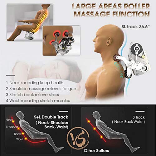 Lzour Massagestühle Ganzkörper- und Lehnsessel, Null-Gravity-Massagestuhl, Airbags Shiatsu-Massage-Stuhl-Liegestühler mit Heiz- und Fußwalze,Orange