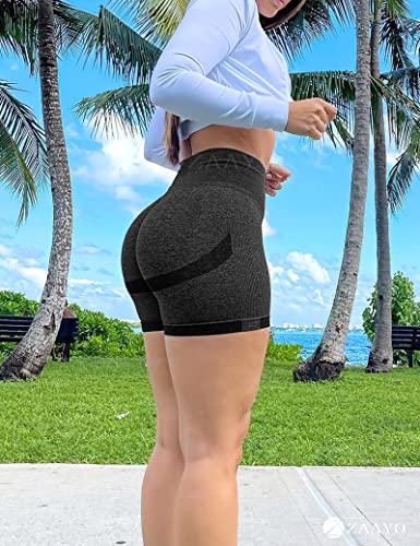 ZAAYO Scrunch Butt Sports Shorts Für Damen Push Up Booty Nahtlos Biker Yoga Fitness Gym Shorts Black L