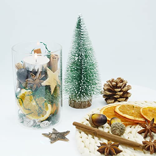 52 StüCk Potpourri Weihnachten Set, Weihnachtsdeko Basteln mit Zimtstangen, Orangenscheiben Getrocknet, Moos, Sternanis, Birkenscheibensternen, Tannenzapfen, Eicheln, Weihnachtsdeko Adventskranz Deko