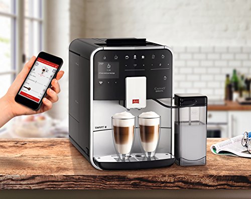 Melitta Caffeo Barista T Smart F830-101, Kaffeevollautomat mit Milchbehälter, Smartphone-Steuerung mit Connect App, One Touch Funktion, Silber/Schwarz