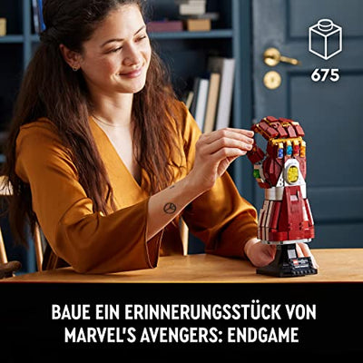 LEGO 76223 Marvel Iron Mans Nano Handschuh, Baubares Iron Man-Modell mit Infinity-Steinen, Filmset „Avengers: Endgame“, Sammlerstück für Erwachsene