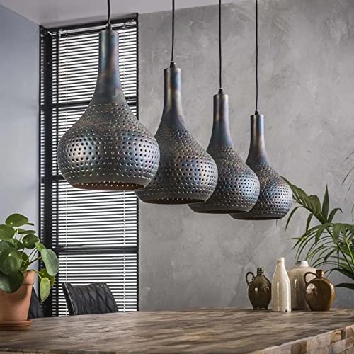 famlights Vintage Deckenlampe Nela in Braun für Esstisch/Retro Pendelleuchte/Esszimmerlampe industrial Dimmbar Hängelampe Metall Esszimmer/Deckenleuchte Pendelleuchte Hängeleuchte E27