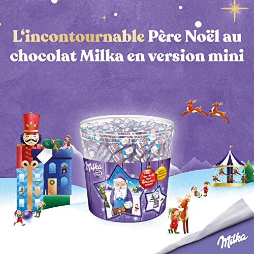 Milka Mini Weihnachtsmänner 1 x 1540g, Zarte Alpenmilch Schokolade, Klarsichtdose