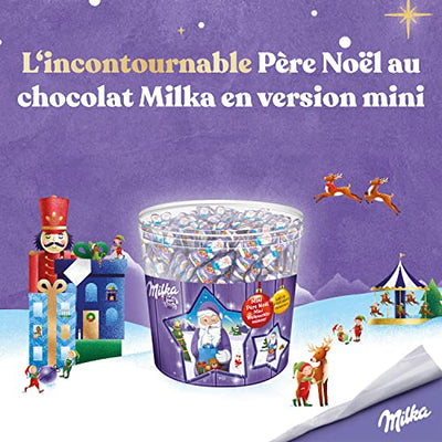 Milka Mini Weihnachtsmänner 1 x 1540g, Zarte Alpenmilch Schokolade, Klarsichtdose