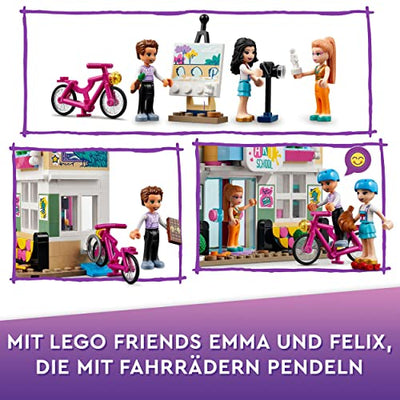 LEGO 41711 Friends Emmas Kunstschule, Heartlake City Schule mit 3 Mini-Puppen, Spielzeug für Mädchen und Jungen ab 8 Jahren, Puppenhaus, Geschenk zu Weihnachten