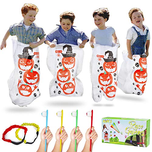 Twister.CK Halloween Party Games, Kürbis Design Sack Race Taschen, Ei und Löffel Race Games Outdoor Lawn Games Taschen, ideal für Halloween Party Supplies, Outdoor Games und Party Favor