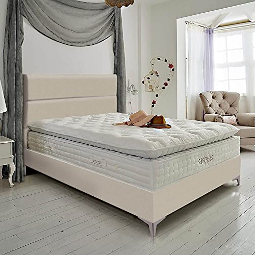 Golden Gate Boxspringbett mit Bettkasten 180x210 Luxus Bett Arte Gewebe Natur I Doppelbett mit Matratze I Amerikanisches Bett King 7 Zonen Tonnentaschenfederkern Boxspring Schlafsysteme